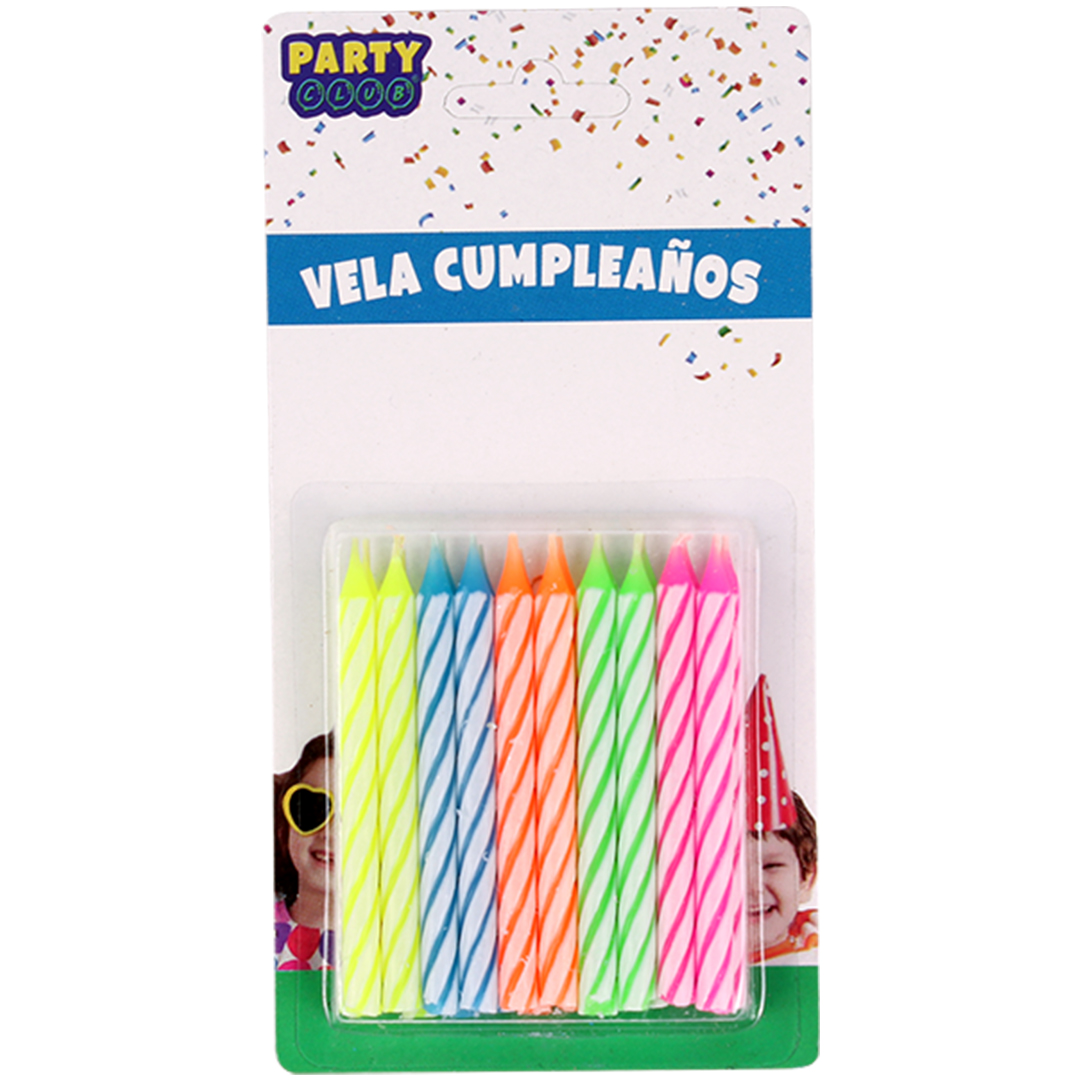 Vela Caramelo Colores C/20 Pz "party Club"